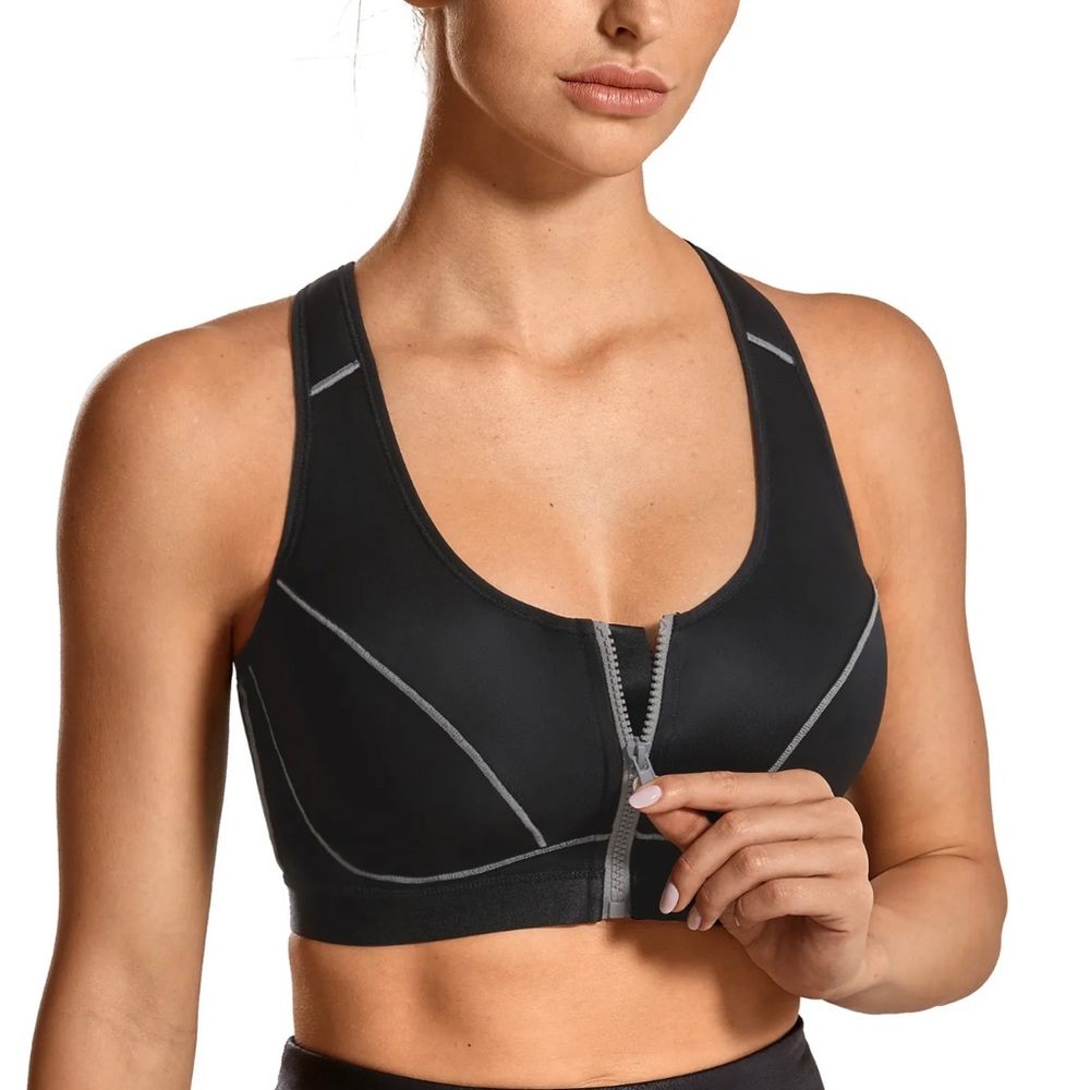 Syrokan Sports Bra Zip Black/Grey 34DD